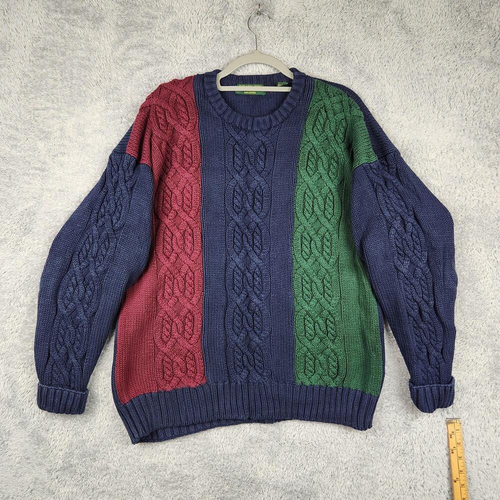 Vintage Embassy Row Sweater Mens XL Multicolor Cable Knit Heavy 80s 90s Grandpa